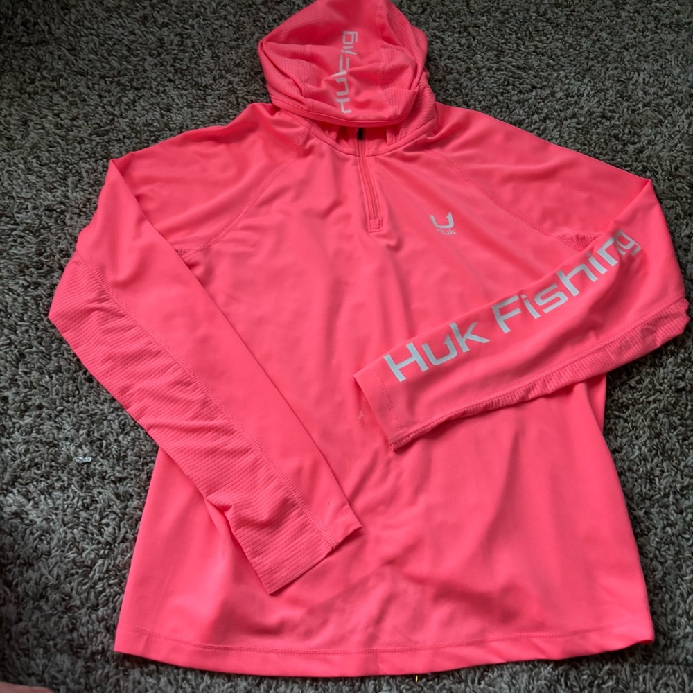Huk Vibrant Pink Performance Hoodie - Picture 4 of 5
